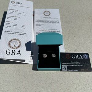 1CT Moissanite Square Halo Earrings 925 Silver / Pendientes